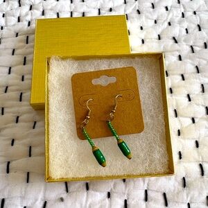 green wrapped paper bead earrings